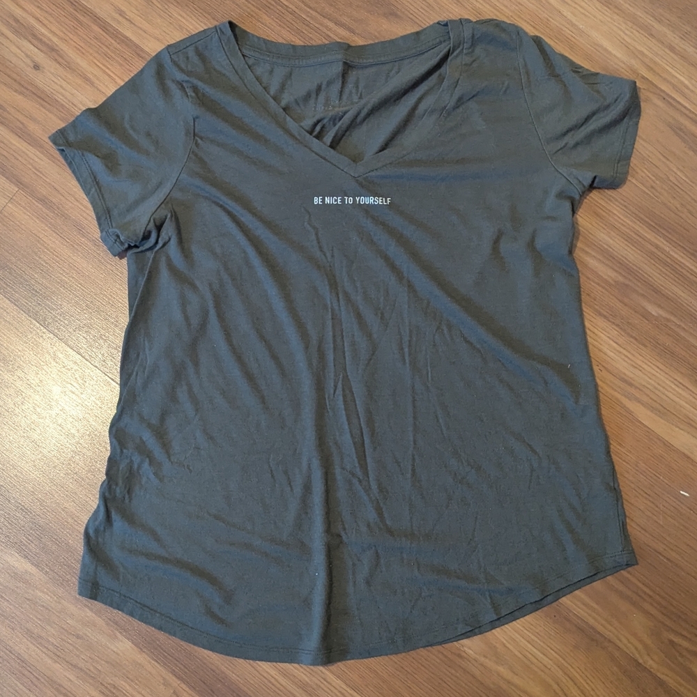 Torrid Green V-Neck "Be Nice To Yourself" Tee Size 1/16
